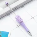Stylo a Sfera con Perle di Rose DIY Strass Carino Cancelleria Regalo Scuola Arte - Punta a Proiettile 1.0 / Viola Chiaro Macaron