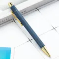 Blauwe hexagonale balpen, elegante promotionele geschenppen met gouden clip. - Donkerblauw