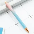 Gradient glitter ballpoint pen with rose gold trim, stylish metal press pen for daily use. - Light Blue Pink Gradient