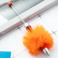 Fluffy orange pom pom multi color ballpoint pen creative student stationery writing tool cute gift. - Orange (Pom-pom Style)