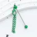 Accesorio de llavero de metal DIY verde con mosquetero y cadena doble, color caramelo brillante. - Verde oscuro