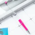 Stylo à bille tubulaire vide DIY avec tige d'extension en métal et corps rose pour loisirs créatifs. - Rouge Rose Vif