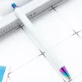 Witte balpen met regenboog metalen punt, gladde druppen pen voor kantoor en schoolstationery. - Wit (irillerende onderdelen)