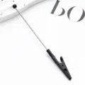 DIY metal memo clip card holder with long rod and black alligator clip for office and crafts. - Black