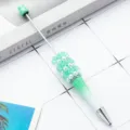 Penna a sfera con perline di rose verdi fatta a mano DIY con perle e strass, carino - Punta a Proiettile 1.0 / Sfumato Verde
