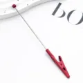 DIY metal memo clip with long rod and red bead alligator clip for card holder desktop stationery - Bright Red