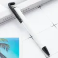 Sublimation metal ballpoint pen with phone stand clip, perfect DIY custom aluminum writing pen. - White