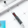 DIY mehrfarbige Perlen Kugelschreiber 4-in-1 Kristall Strass Schüler Klickstift Schreibwaren - Schwarz