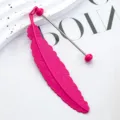 Marcapáginas de metal rosa con pluma creativo papelería escolar regalo de página - Rosa rojo