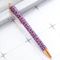 Cute pink leopard print ballpoint pen with rose gold trim, click retractable design, metal clip. - Purple New Leopard Print
