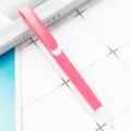 Pink retractable plastic ballpoint pen with large clip and white accents for office and school. - Colored Stem - Candy Watermelon Red