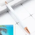 DIY sublimation metal ballpoint pen white barrel with rose gold clip for business gift - 1.0mm Bullet Tip / White with Silver Parts