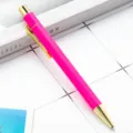 Roze en gouden hexagonale balpen, stijlvolle inklapbare pen voor kantoor en school. - Helderroze