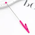 DIY metal memo card clip with pink alligator clip and bead head for crafts and office. - Rose Red