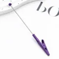 DIY metal memo clip with purple bead and alligator design, ideal for holding cards. - Purple