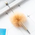 Flauschiger Pom Pom Kugelschreiber Kreative Süße Schreibwaren Metallstab Schreibtisch - Gold