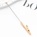 DIY metal alligator clip with long stick and bead, ideal for handmade card memo holder. - Khaki