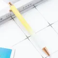 Gradient glitter metal ballpoint pen with rose gold accents, smooth click writing tool. - White & Yellow Gradient (New)