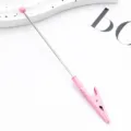 Pink metal memo card clip with bead top, creative DIY stationery and office note holder SKU. - Candy Pink