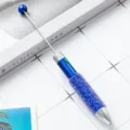 DIY mehrfarbiger Kugelschreiber mit Glitzerstein Schaft und bunten Funktionstasten. - Blau