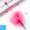 Rosa flauschiger Pompon Perlen Kugelschreiber süße kreative Studenten Schreibwaren Büro Stift - Knallpink