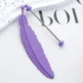 Marcador de libros de pluma de metal violeta creativo DIY clip de libro regalo estudiante - Morado Caramelo