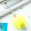 DIY Yellow Fluffy Pom Pom Multi Color Ballpoint Pen Student Cute Stationery And Gift - Candy Yellow (Pom-pom Style)