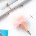 Kreativer flauschiger Pompom Perlen Kugelschreiber mit Metallstab, süßes DIY Schreibwaren. - Hellrosa