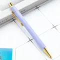 Macaron kleur plastic balpen zeshoekige intrekbare schrijfpen met gouden accenten. - Macaron Lichtpaars