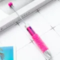 DIY mehrfarbige Perlenkugelschreiber mit Glitzergriff und ausziehbarer Metallstange für Studenten - Fuchsia