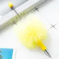 Gelber flauschiger Bommel Kugelschreiber kreativer DIY Plastik Perlenstift Schüler Schreibwaren - Bonbongelb