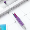 DIY mehrfarbiger Strassperlen Kugelschreiber 4 in 1 Druck Briefpapier Stift für Studenten - Dunkellila