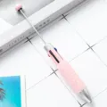 DIY mehrfarbiger Plastik Kugelschreiber 4-in-1 Tagebuch Stift mit Zeigestab und Glitzergriff - Bonbonrosa