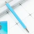 Light blue glitter click ballpoint pen with silver metallic tip for promotional gifts. - Sky Blue (Silver Hardware)