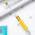 DIY mehrfarbiger Perlenkugelschreiber, gelber Strass 4-in-1 Druckkugelschreiber mit Metallstab. - Bonbongelb