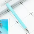 Minimalist solid metal retractable ballpoint pen with smooth barrel for daily office use. - Candy Blue (Silver Hardware)