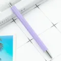 Minimalist solid color push ballpoint pen with glitter finish, elegant office writing instrument. - Candy Purple (Silver Parts)