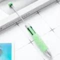 DIY mehrfarbiger Plastik Perlen Kugelschreiber mit grünem Glitzer Griff und Metallstab. - Bonbongrün