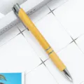 Retractable wooden ballpoint pen with metal clip and bamboo barrel texture for office 86 - Bullet Tip 1.0mm / Natural Wood Color