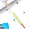 Creative floral metal ballpoint pen with sparkling green barrel and rose gold details. - Candy Yellow (Pearl Style)