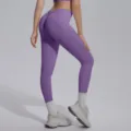 Purple seamless high-waist butt-lifting yoga pants breathable stretch fitness athletic leggings. - Mist Purple