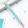 Elegant rhinestone and pearl ballpoint pen with rose gold clip for office and gift use. - Candy Blue