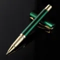 Edler Metall-Rollerball in Dunkelgrün mit Gold, elegante Geschenkidee für Büro und Business. - Grün (Goldbesatz)