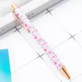 Metal ballpoint pen with pink heart and love pattern for office and school stationery - Valentine's Day Model A-White