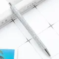 Silver glitter retractable ballpoint pen with metallic tip for office and school use. - Silver (Silver Parts)