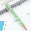 Green Pearl Rhinestone Ballpoint Pen Rose Gold Trim Metal Click Luxury Stationery - Candy Green