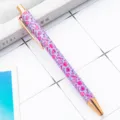Purple metal ballpoint pen with cute heart print and elegant rose gold trim for office use. - Valentine's Day Model A-Purple