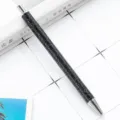 Black glitter retractable ballpoint pen, stylish metal office and school writing pen. - Black (Silver Parts)