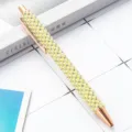 Luxury pearl rhinestone ballpoint pen with rose gold metal trim for office and gift use. - Candy Yellow