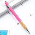 Rosa Metallkugelschreiber mit Korkgriff und Eingabestift, elegante Geschenkschreibware. - Fuchsia